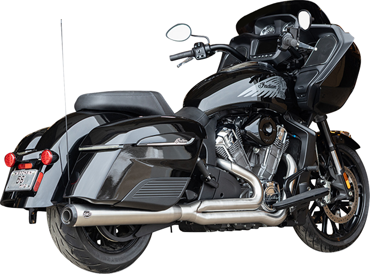 2-into-1 Qualifier Exhaust System - Brushed Stainless Steel - Race Only - Indian with PowerPlus 2020 - 2025