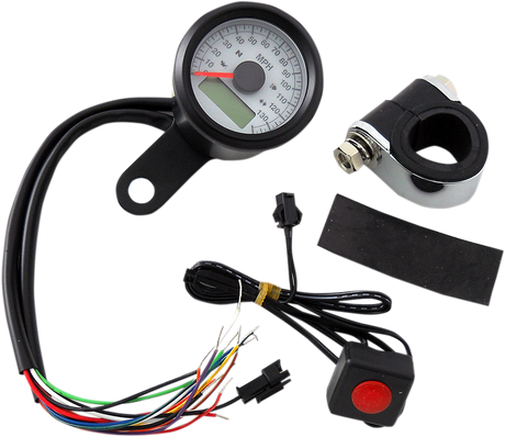 Programmable Speedometer with Indicator Lights - Gloss Black - 140 MPH LED White Face - 1-7/8\" 1999 - 2003