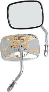 Mirrors - Live To Ride - Side View - Rectangle - Chrome/Gold - Pair