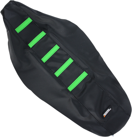 Ribbed Seat Cover - Black Cover/Green Ribs - Kawasaki 2012 - 2016