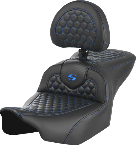 Roadsofa™ Seat - with Backrest - Honeycomb - Blue Stitch - FLTR/FLHX \'23-\'24 2023 - 2024