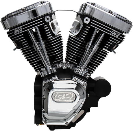 T124 Long Block Engine - Wrinkle Black and Chrome - Touring 2007 - 2020