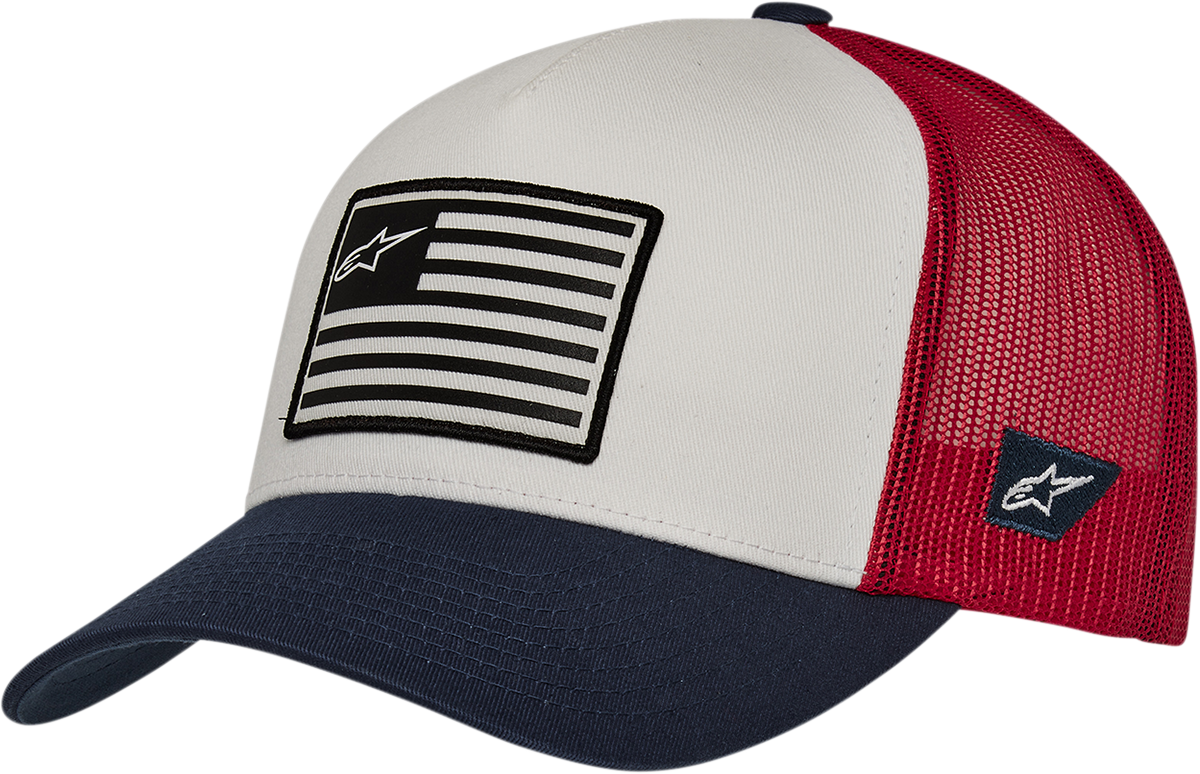 Flag Snapback Hat - White/Navy/Red - One Size