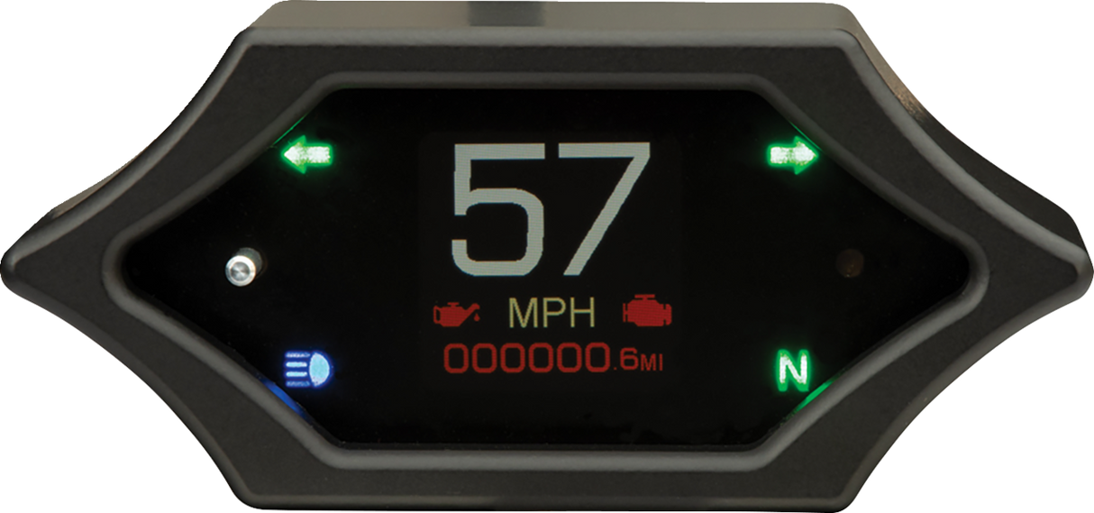 Handle Bar Mount Speedometer - With Signals - Spiked - Black