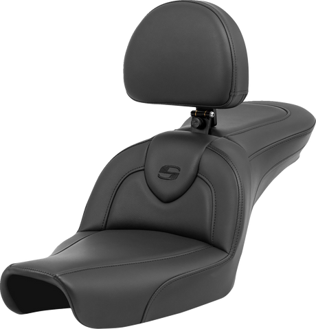 Roadsofa™ Seat - with Backrest - Black/Black Stitching - FXD \'96-\'03 1996 - 2003