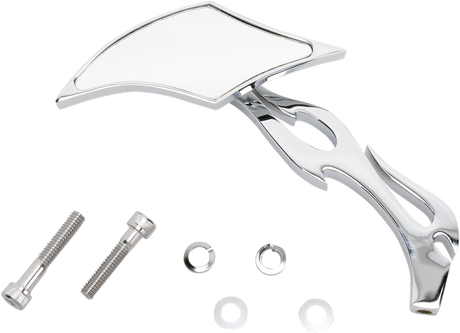 Mirror - Gothic/Flame - Side View - Diamond - Chrome - Left - Each