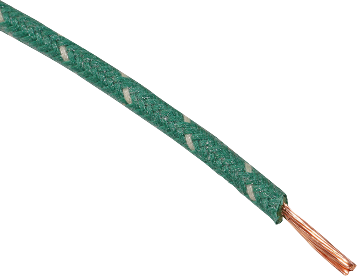 25\' Cloth-Braided Wire Spool - 16 Gauge - Green/White