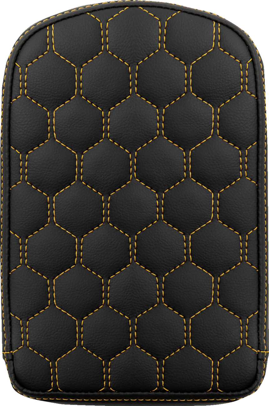 RoadSofa™ Sissy Bar Pad - Honeycomb - Gold Stitching
