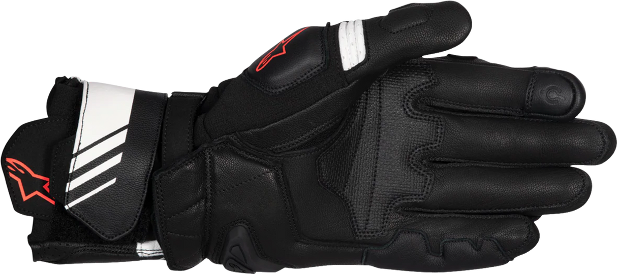 GP Plus R V3 Leather Gloves - Black/White/Fluo Red - XL