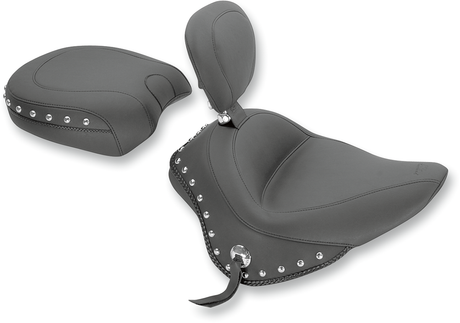 Wide Solo Seat - With Backrest - Black - Studded W/Concho 2011 - 2017