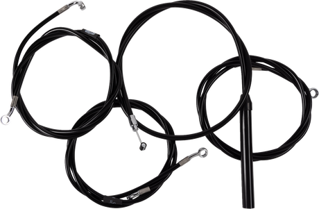 Complete Black Vinyl Braided Handlebar Cable/Brake Line Kit - 12\"-14\" Handlebars - \'23-\'24 Touring 2023 - 2024