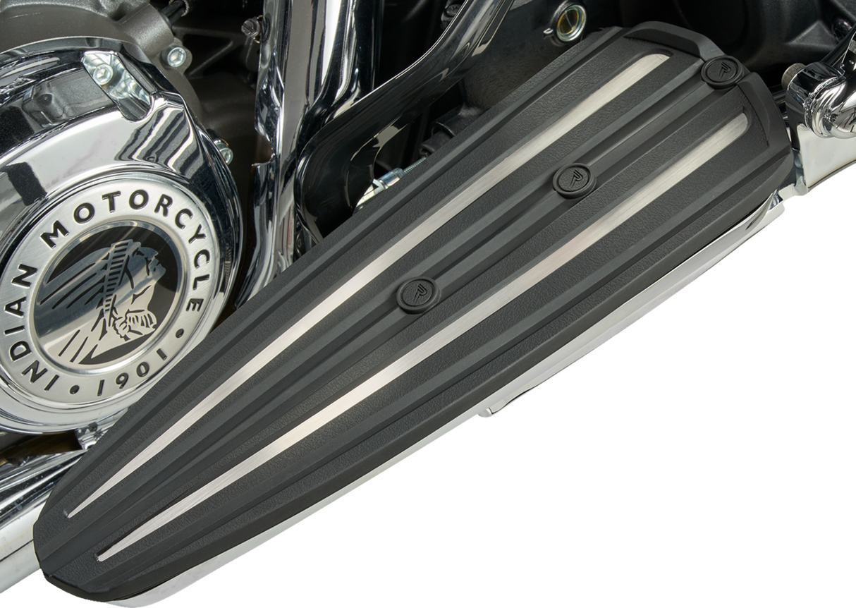 RydeCulture™ Charles Chapa Floorboard Inserts - Black w/ Stainless Steel Accents - Indian 2014 - 2023