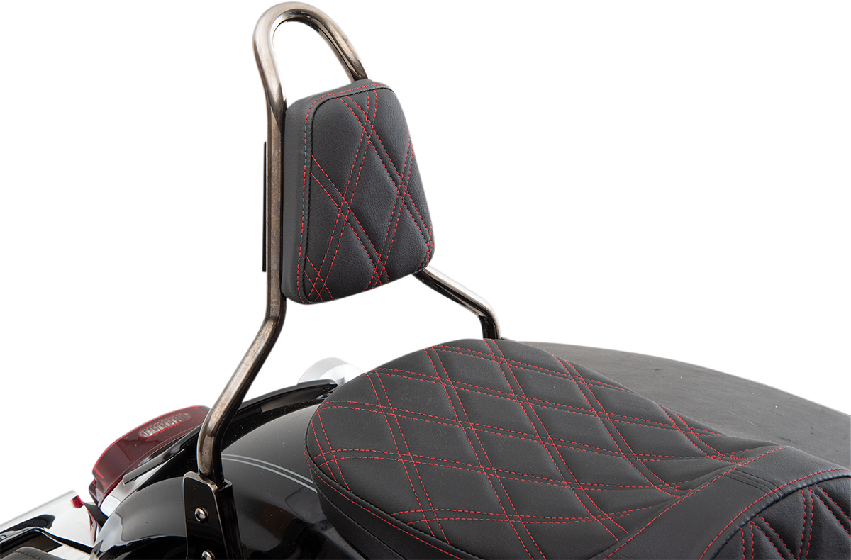 Tapered Backrest Pad - Double Diamond - Red Stitch
