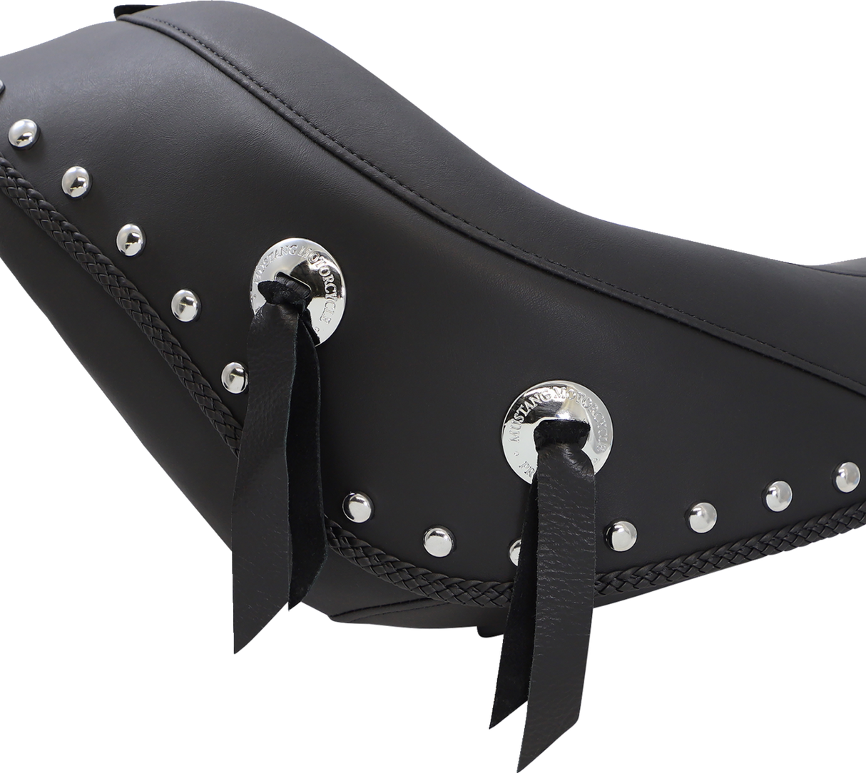 Wide Solo Seat - With Backrest - Black - Studded W/Concho - Softail \'06-\'10 2006 - 2017