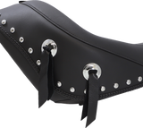 Wide Solo Seat - With Backrest - Black - Studded W/Concho - Softail \'06-\'10 2006 - 2017