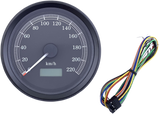 Universal 3-3/8\" Programmable Electronic Speedometer - KPH - Black Face - Black Bezel