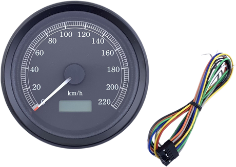 Universal 3-3/8\" Programmable Electronic Speedometer - KPH - Black Face - Black Bezel
