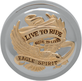 \"Live to Ride\" Gas Cap - Vented - Chrome with Gold 1982 - 1996