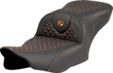 Roadsofa™ Seat - Dragon Scale Stitch - Orange Stitch - w/o Backrest - FLTR/FLHX \'23-\'24 2023 - 2024