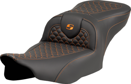 Roadsofa™ Seat - Dragon Scale Stitch - Orange Stitch - w/o Backrest - FLTR/FLHX \'23-\'24 2023 - 2024