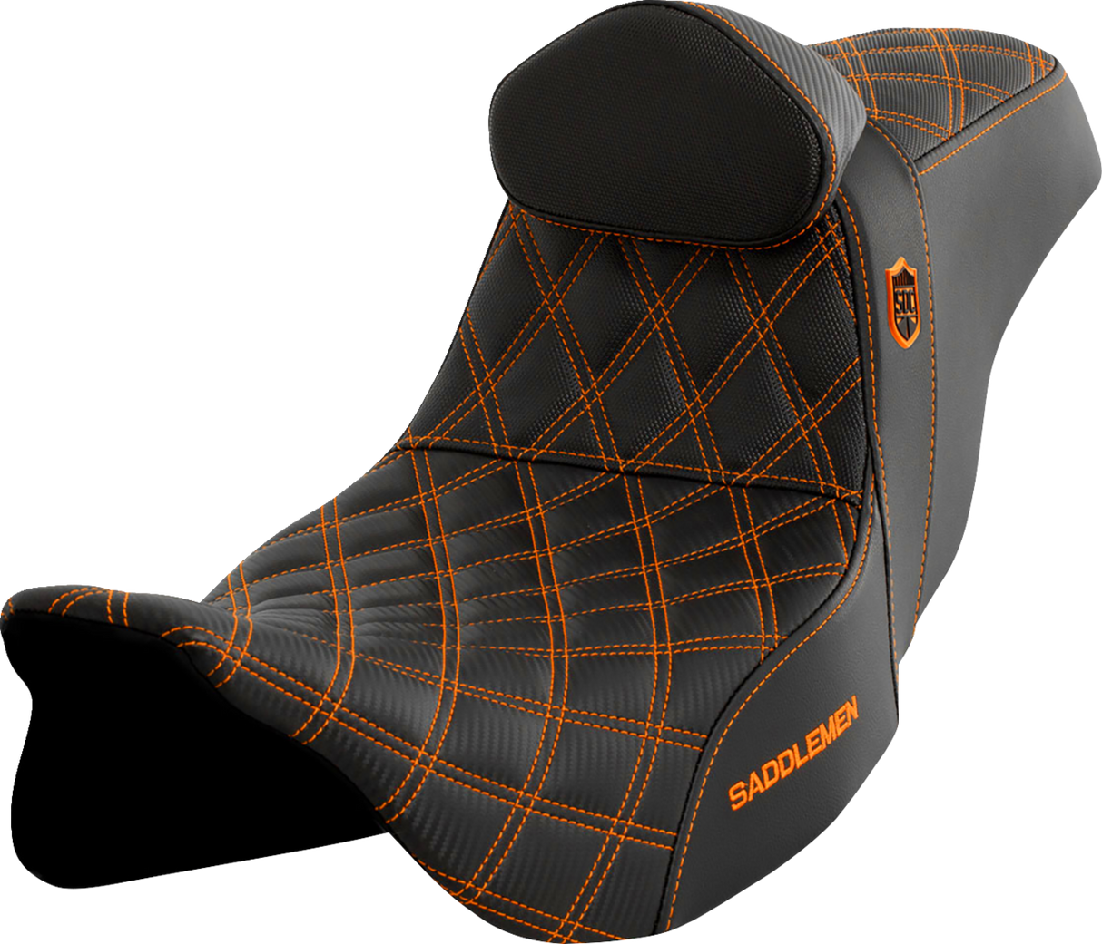 Pro Series SDC Performance Seat - with Backrest - Orange Stitch - FLH/FLT \'08-\'23 2008 - 2023