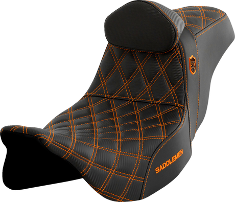 Pro Series SDC Performance Seat - with Backrest - Orange Stitch - FLH/FLT \'08-\'23 2008 - 2023