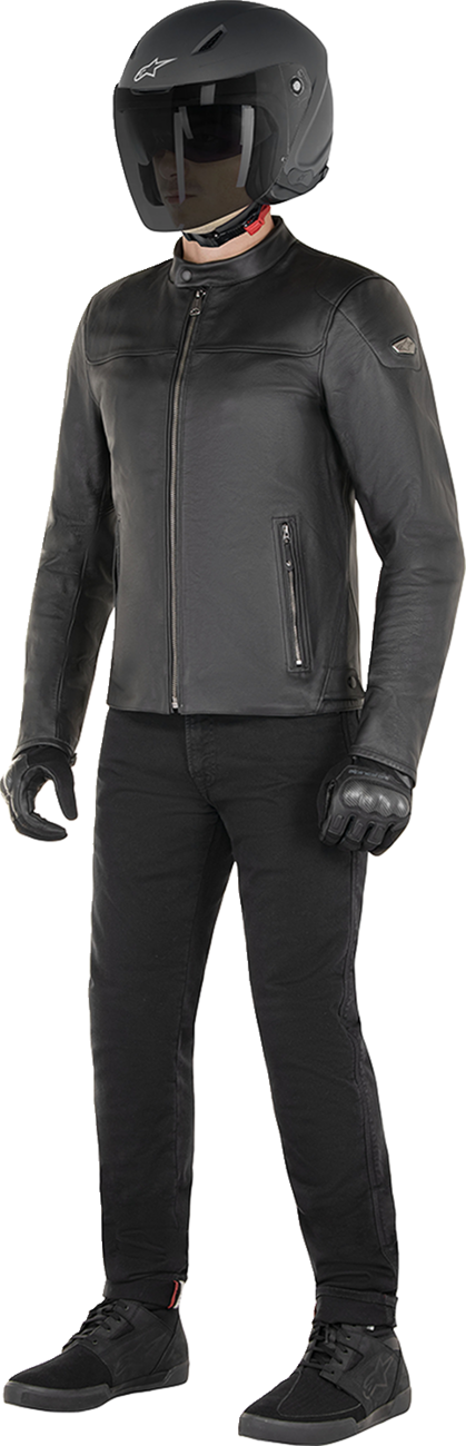 Blacktrack Leather Jacket - Black - Large