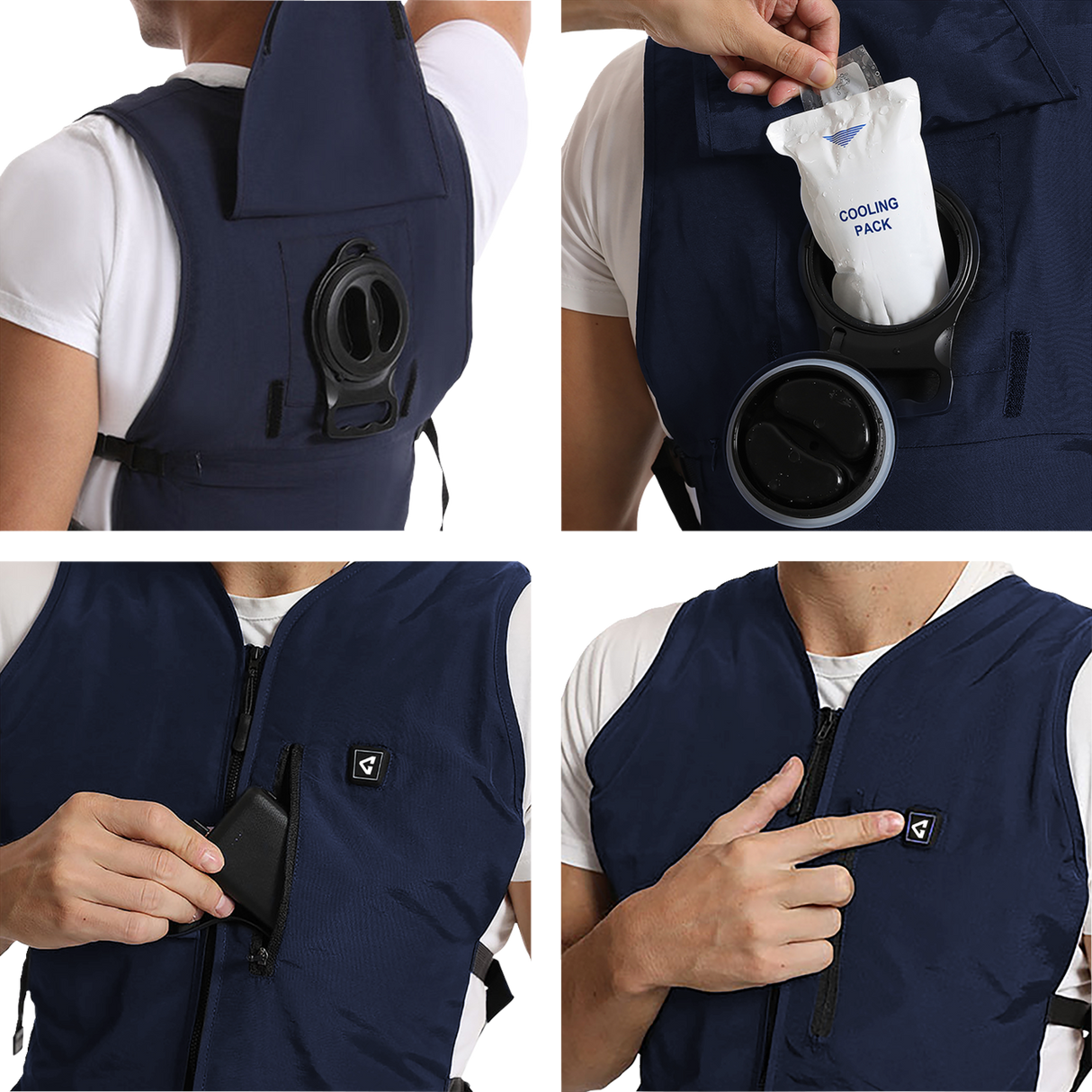 5V Touch Button Circulatory Cooling Vest - Blue
