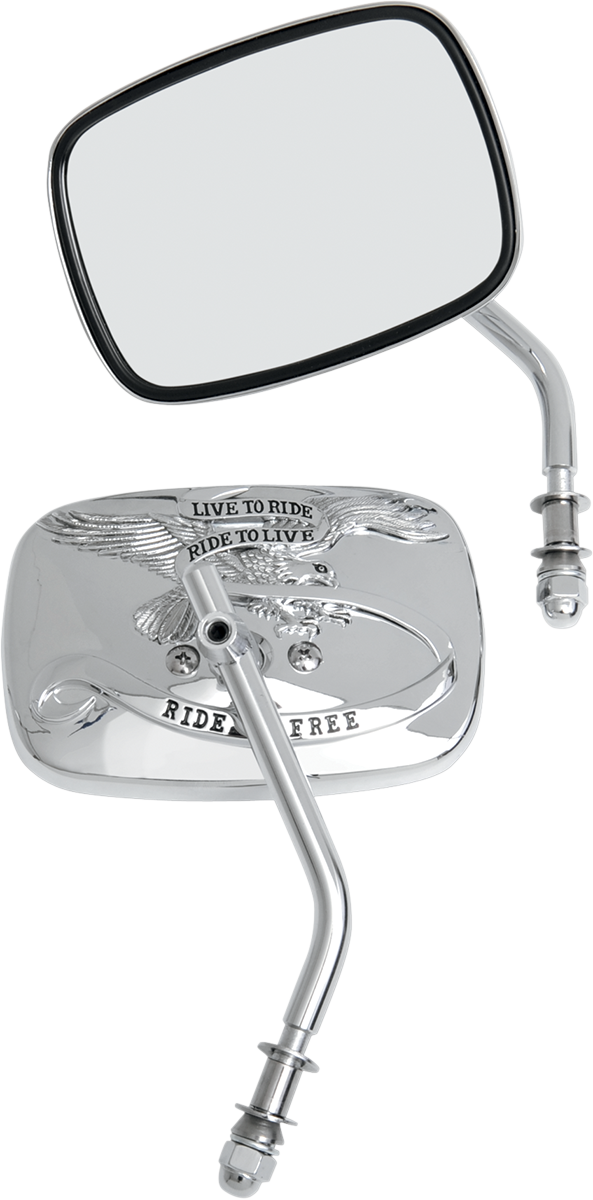 Mirrors - Live To Ride - Side View - Rectangle - Chrome - Pair