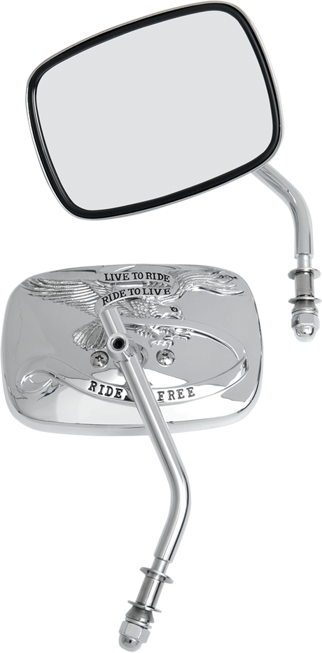 Mirrors - Live To Ride - Side View - Rectangle - Chrome - Pair