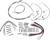 Handlebar Cable/Brake Line Kit - Complete - 15\" Ape Hanger Handlebars - Stainless Steel 2008 - 2013