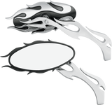 Mirrors - Flame - Side View - Oval - Black/Chrome - Pair