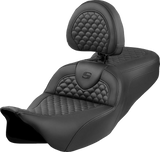 Roadsofa™ Seat - Dragon Scale Stitch - Black Stitch - w/ Backrest - FLH/FLT \'08-\'24 2008 - 2024
