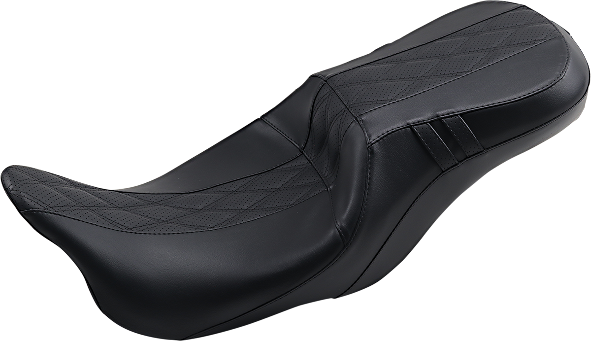 Outcast GT-2 Seat - 2-Up - w/o Backrest - Black Double Diamond - Perforated - FL \'08-\'23 2008 - 2023