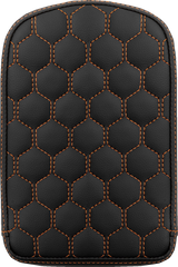 RoadSofa™ Sissy Bar Pad - Honeycomb - Orange Stitching