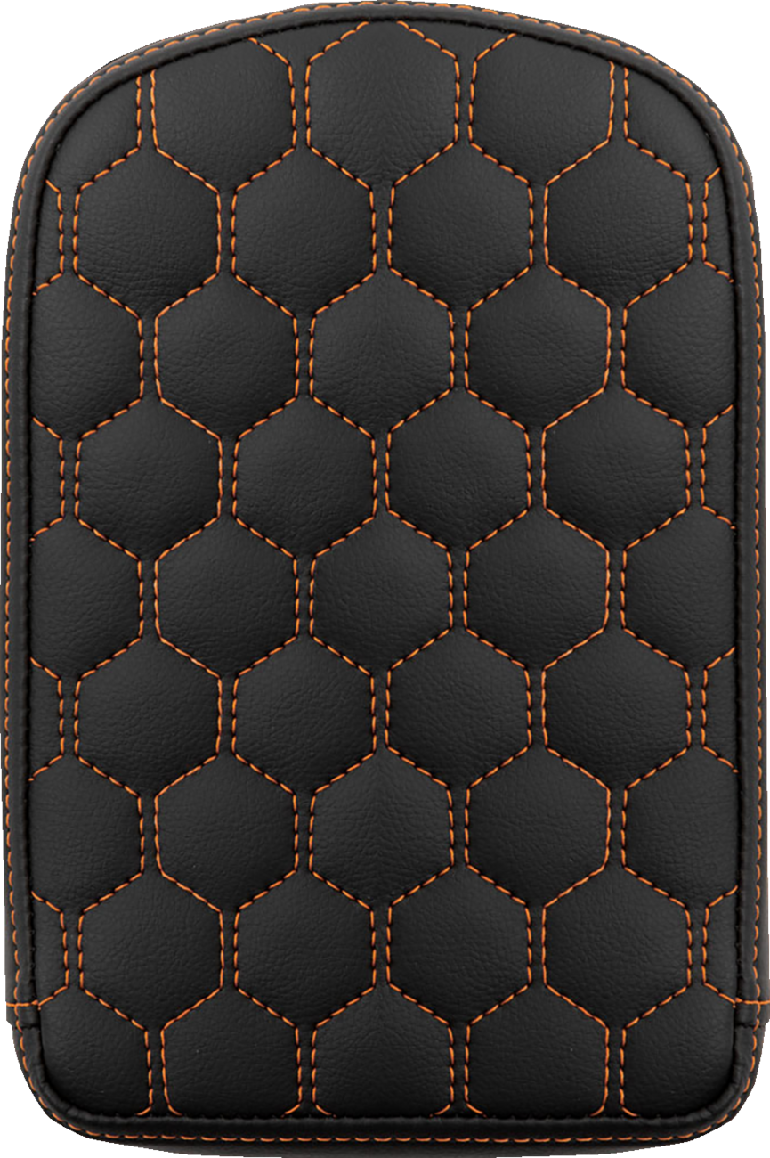 RoadSofa™ Sissy Bar Pad - Honeycomb - Orange Stitching