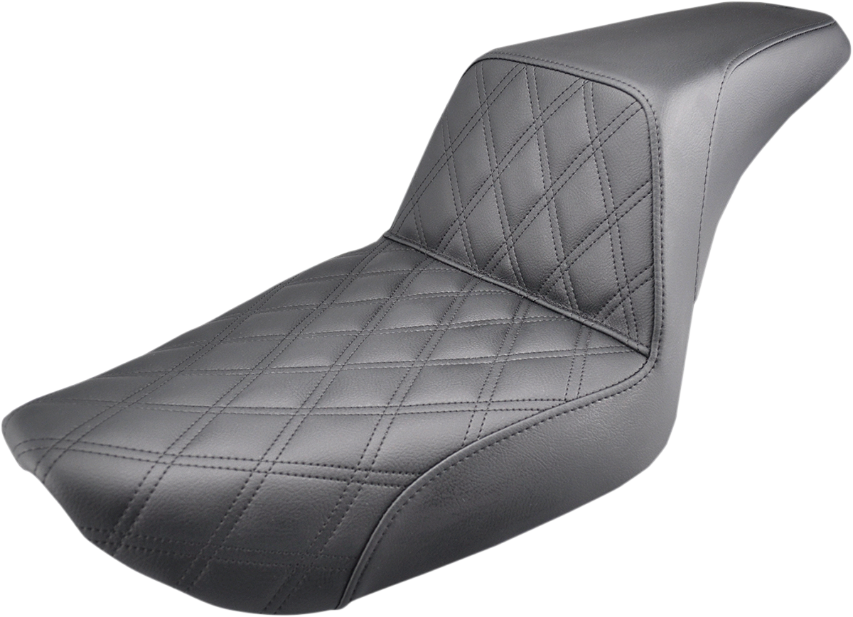 Step-Up Seat - Front Lattice Stitch - Black - Dyna 1996 - 2003
