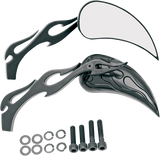 Mirrors - Flame - Side View - Teardrop - Black - Pair