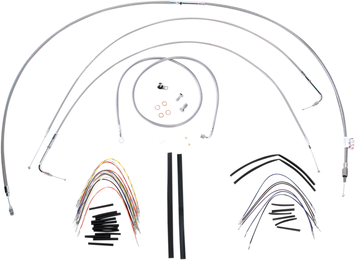 Handlebar Cable/Brake Line Kit - Complete - 16\" Ape Hanger Handlebars - Stainless Steel 2000 - 2006