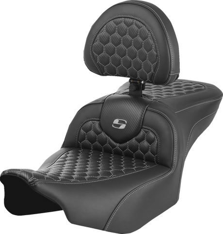 Roadsofa™ Seat - with Backrest - Honeycomb - Gray Stitch - FLTR/FLHX \'23-\'24 2023 - 2024