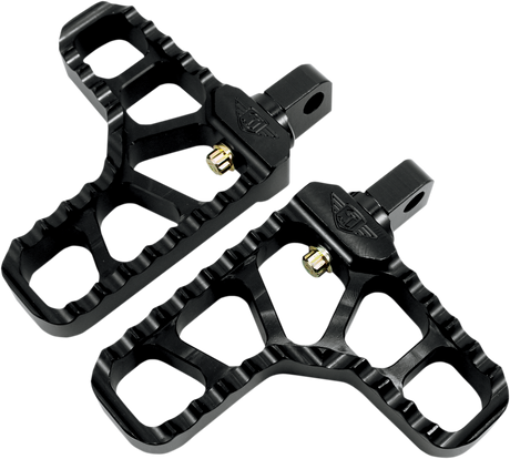 Adjustable Serrated Footpegs - With Heel - Black