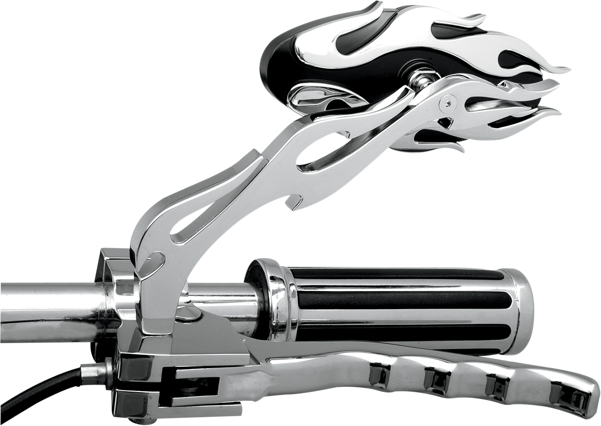 Mirrors - Flame - Side View - Oval - Black/Chrome - Pair