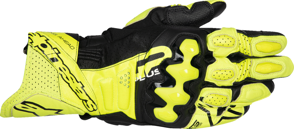 GP Plus R V3 Leather Gloves - Fluo Yellow/Black - 2XL