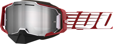 Armega Snow Goggles - Oversized Red - Silver Mirror