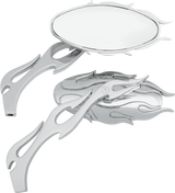 Mirrors - Flame - Side View - Oval - Chrome - Pair