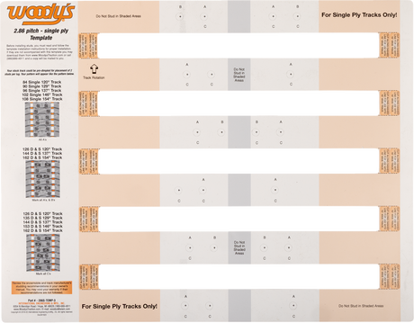 Studding Template - Track - 120\"/129\"/137\"/146\"/154\" - 2.86\" Pitch