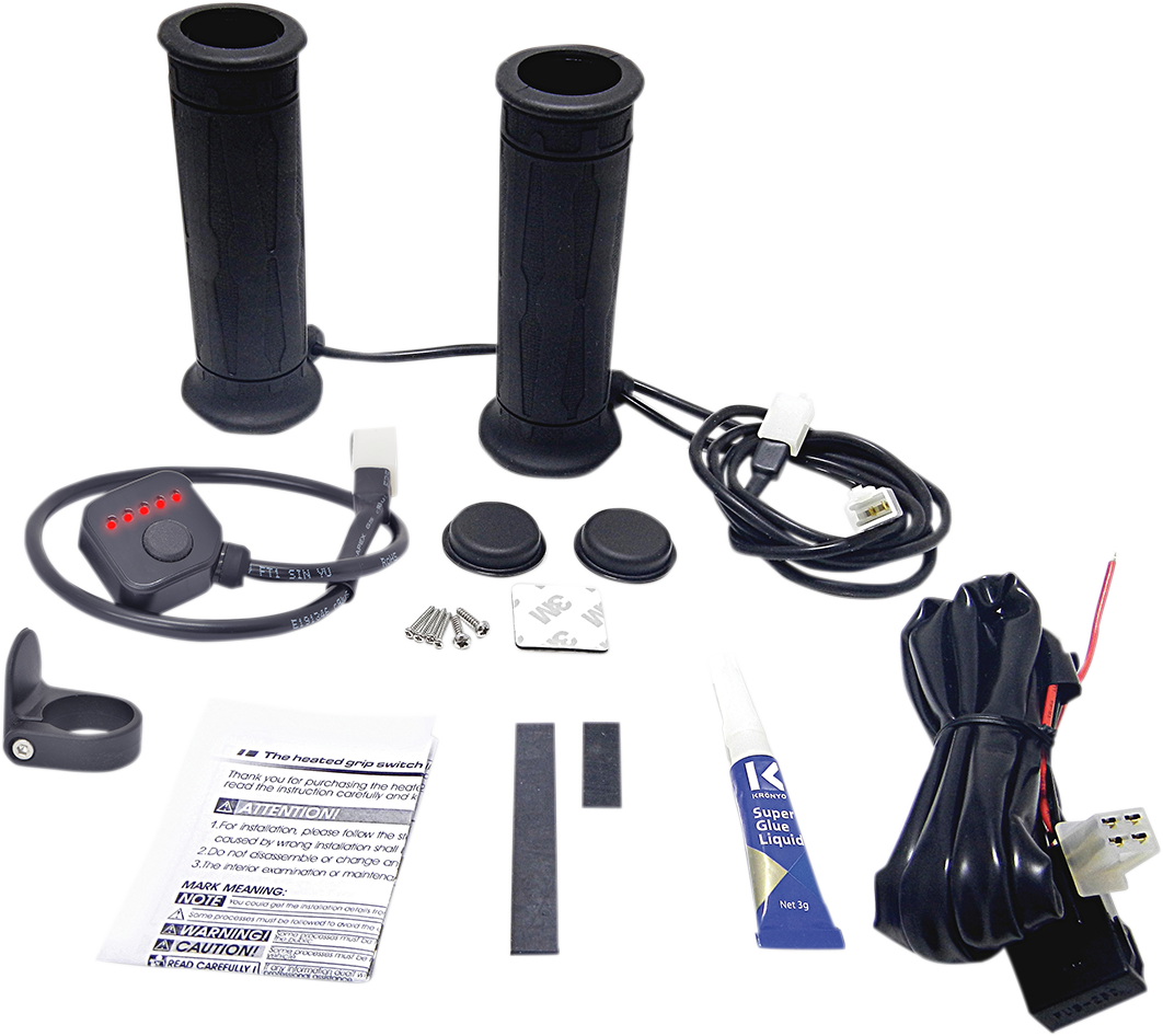 Grips - Heated - Twist Throttle - 5 Level - 1\"