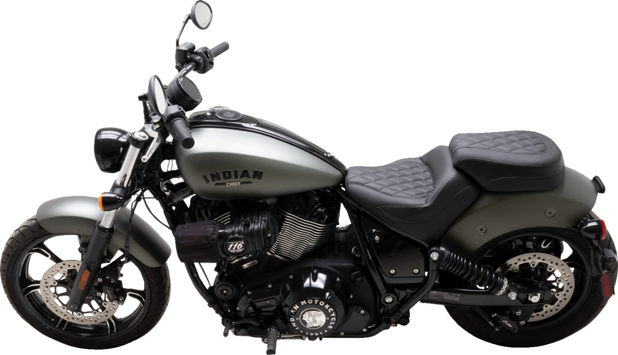 Solo Touring Seat - w/o Driver Backrest - Black - Diamond Stitch - Chief \'22-\'23 2022 - 2023