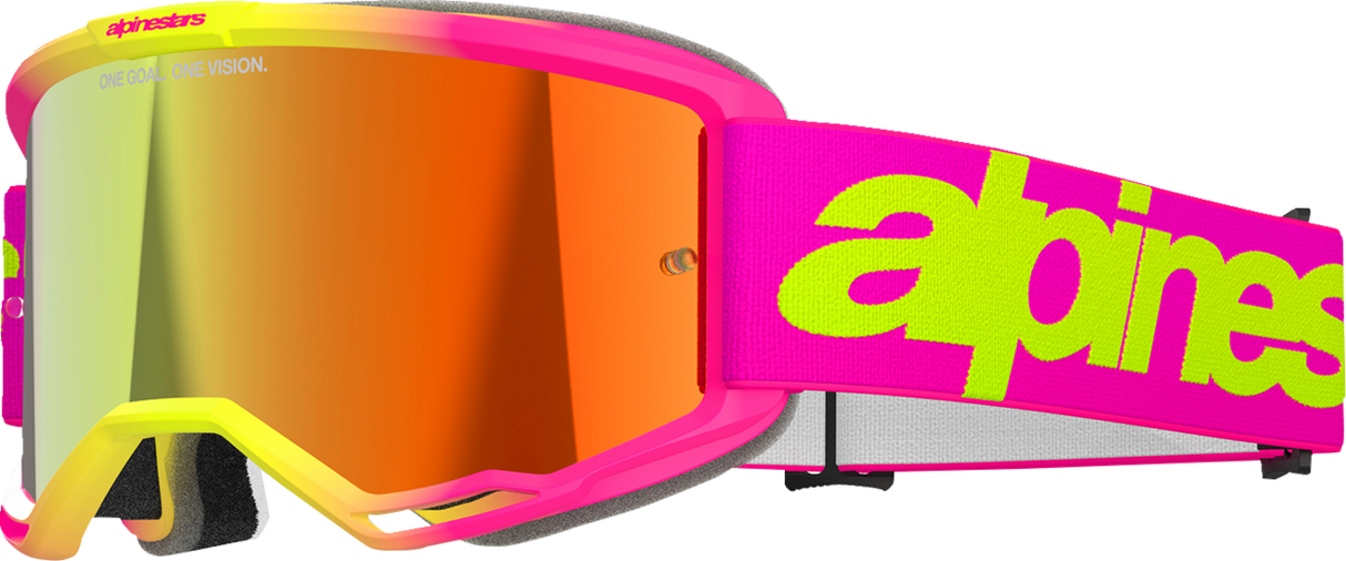 Vision 5 Goggle - Wordmark - Pink/Yellow Fluo - Red Mirror Lens