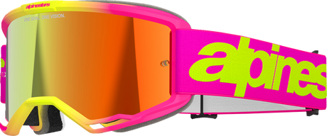 Vision 5 Goggle - Wordmark - Pink/Yellow Fluo - Red Mirror Lens